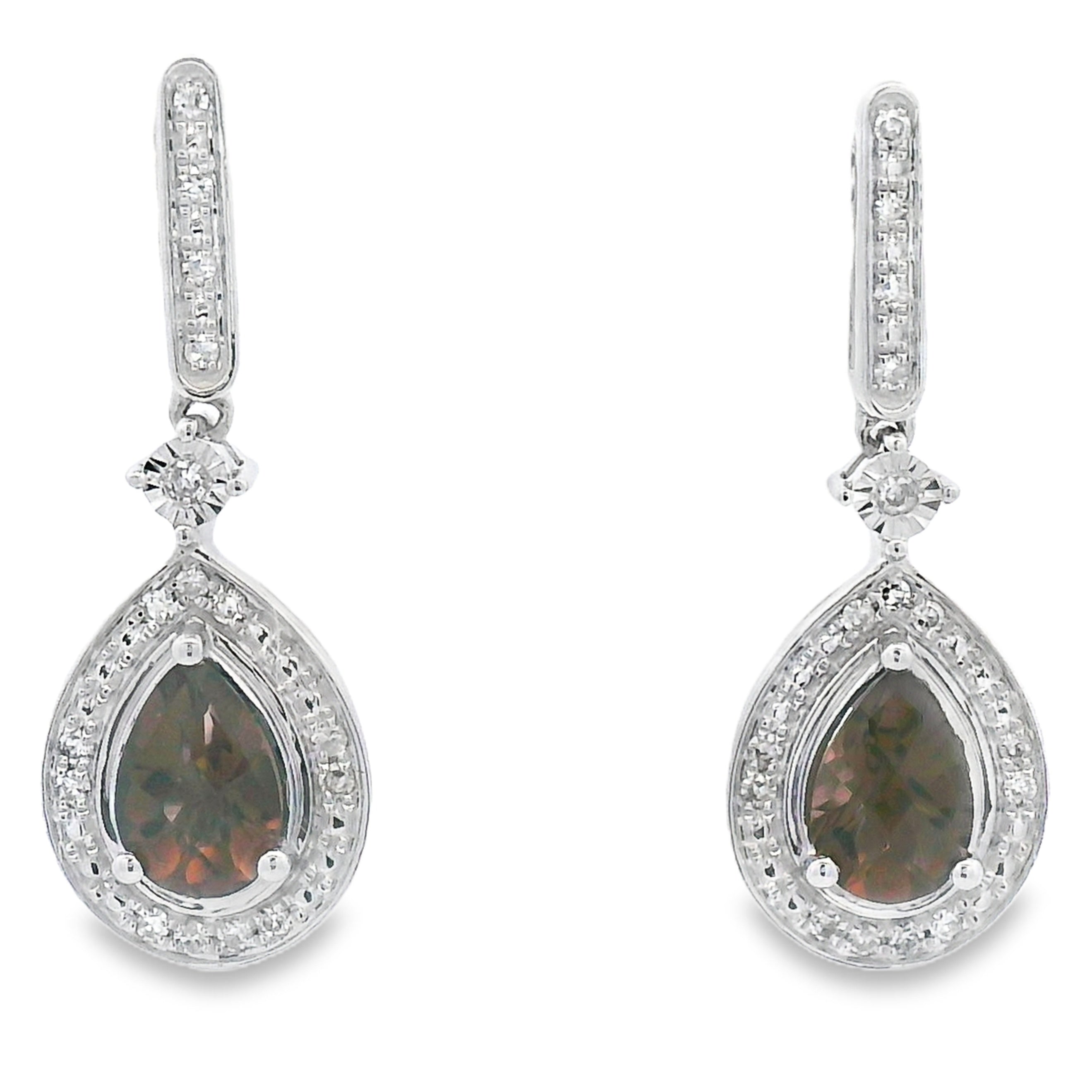 .84ct Quartz Diamond Dangle Earrings 10KT White Gold by Bids.com