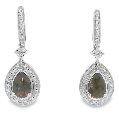 .84ct Quartz Diamond Dangle Earrings 10KT White Gold by Bids.com