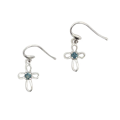 Natural .27ct Sapphire Cross Earrings 10KT White Gold by Bids.com