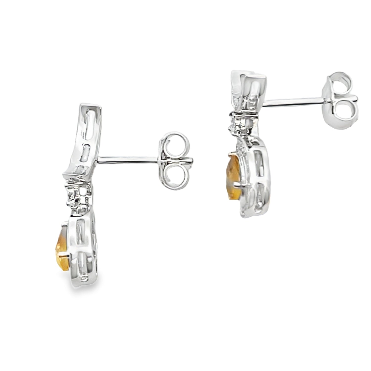 .48ct Citrine Diamond Dangle Earrings 10KT White Gold by Bids.com