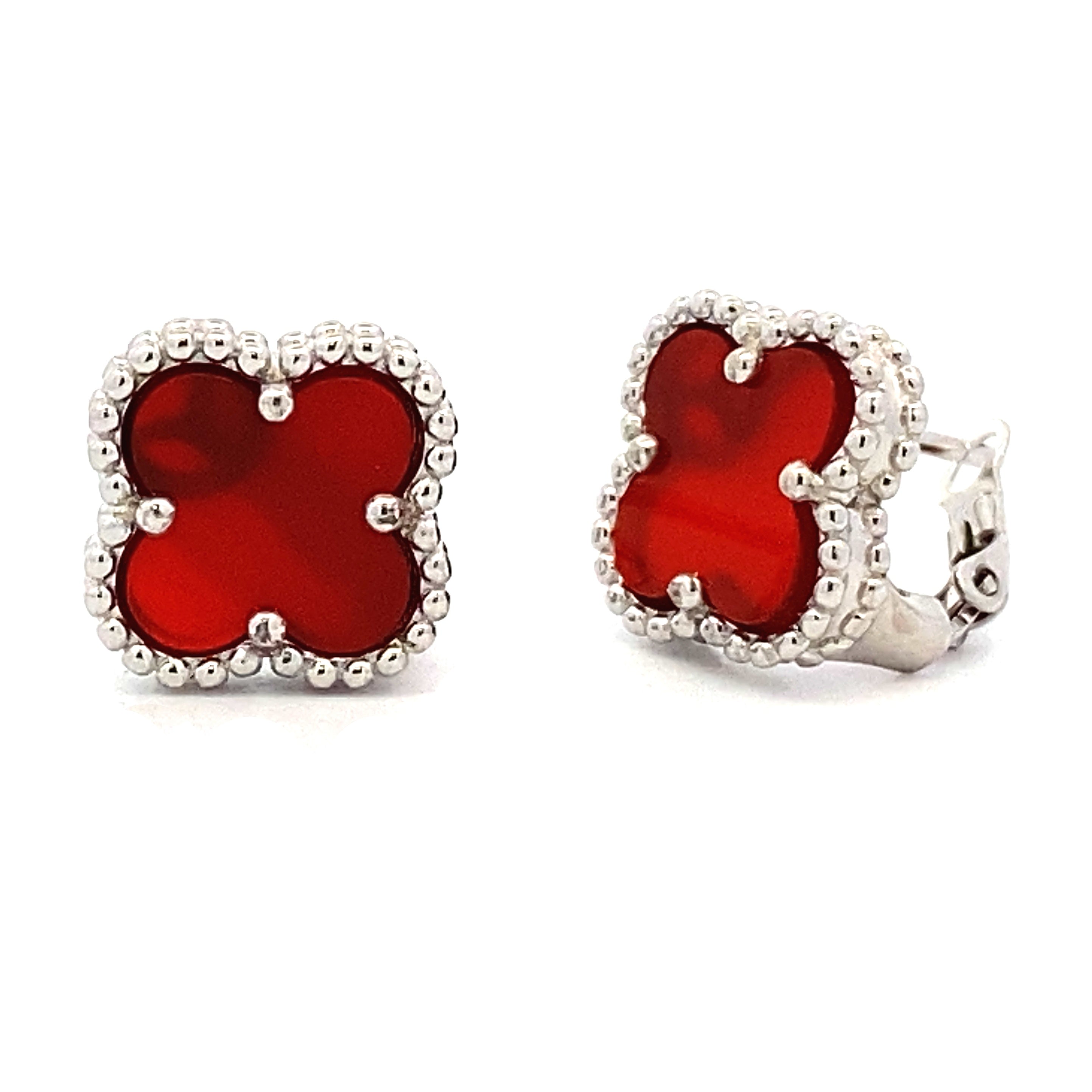 Natural Carnelian Earrings Sterling Silver by Bids.com