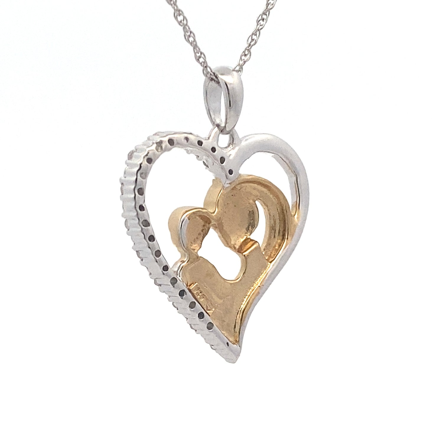 .10ct Diamond Heart Love Pendant Sterling Silver by Bids.com