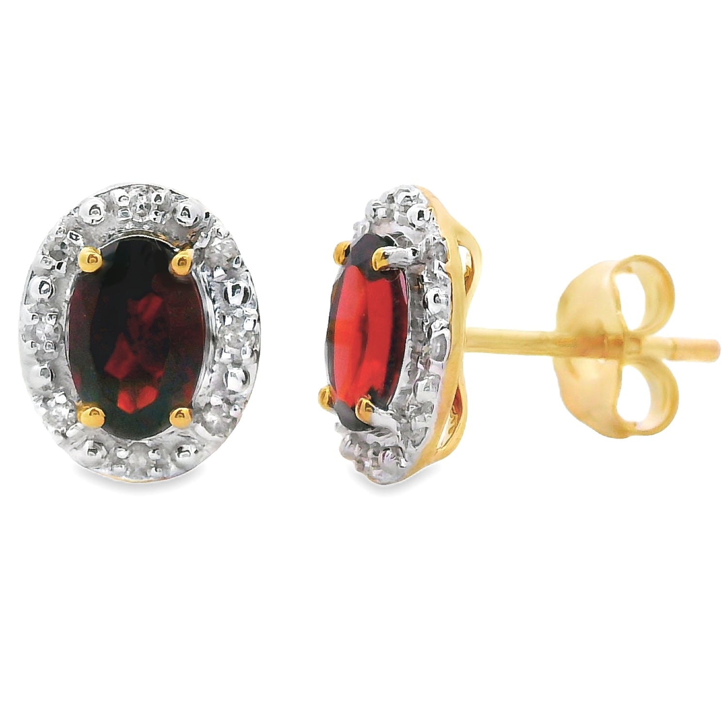 Genuine 1.18ct Garnet Diamond Earrings 10KT Yellow Gold by Bids.com