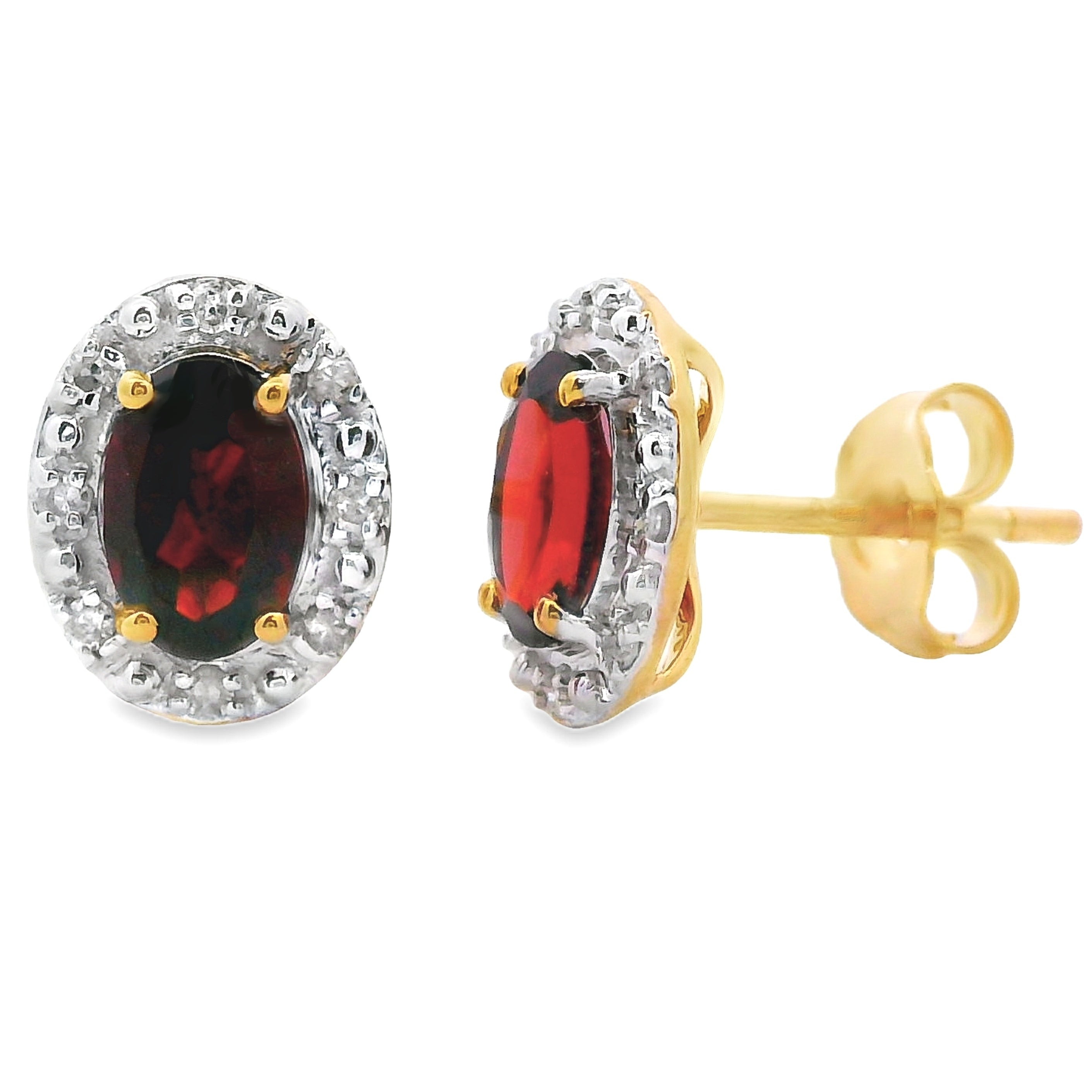 Genuine 1.18ct Garnet Diamond Earrings 10KT Yellow Gold by Bids.com