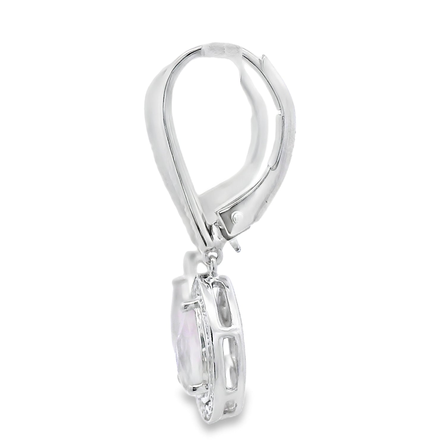 Rose Quartz Diamond Dangle Earrings 10KT White Gold by Bids.com