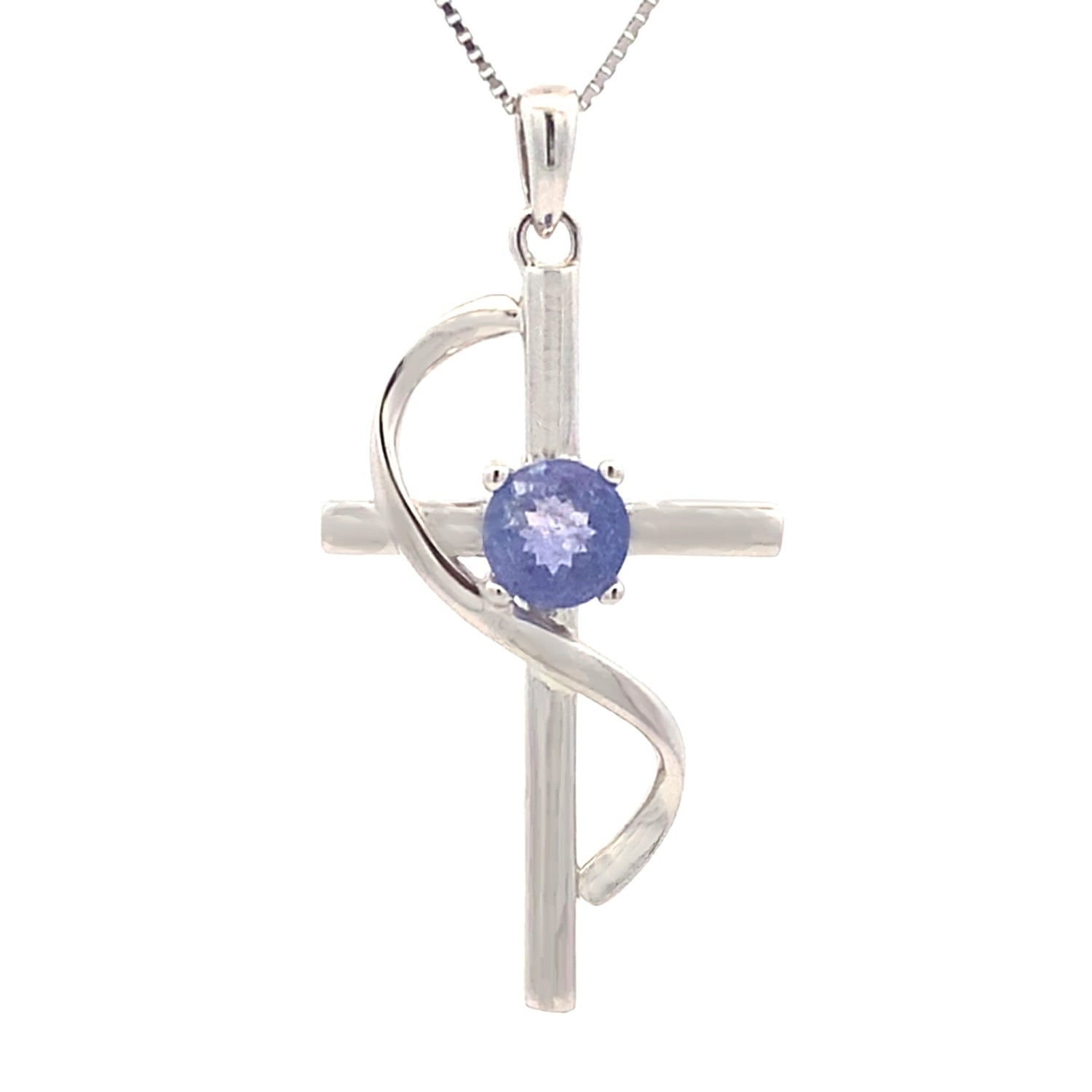 .50ct Tanzanite Cross Religious Pendant Sterling Silver by Bids.com