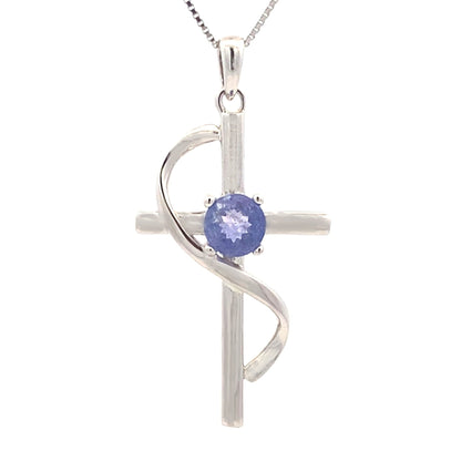 .50ct Tanzanite Cross Religious Pendant Sterling Silver by Bids.com