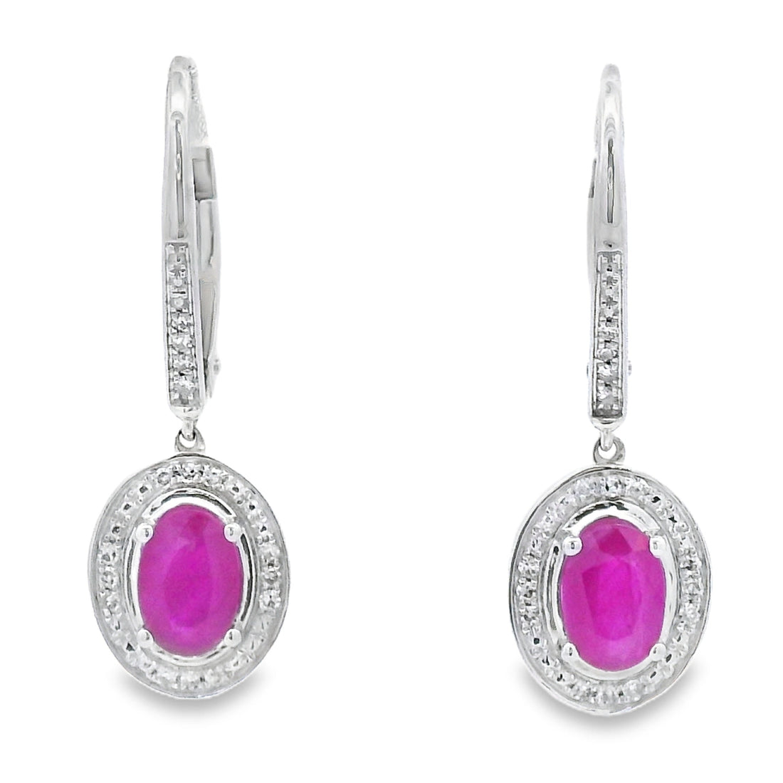 1.28ct Ruby Diamond Dangle Earrings 10KT White Gold by Bids.com
