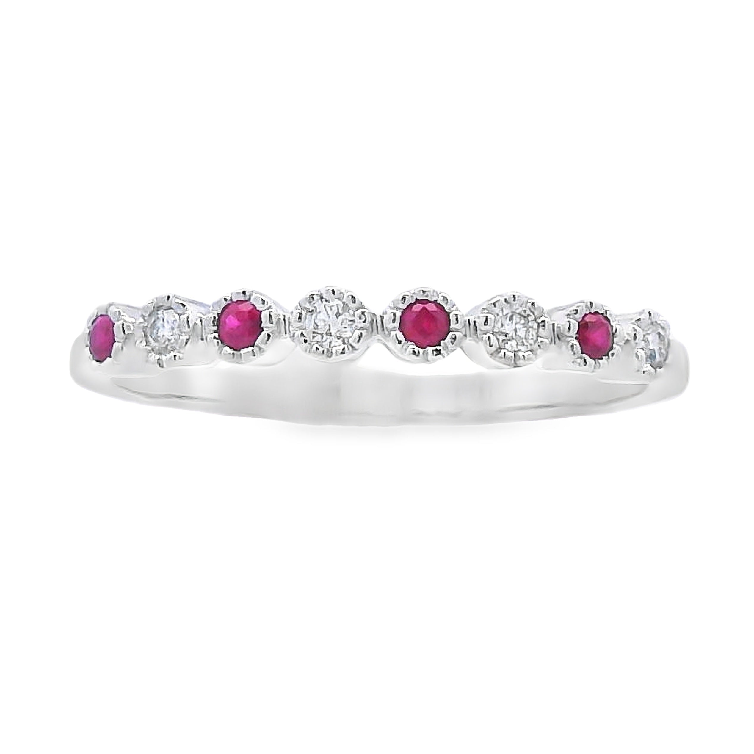 .14ct Ruby Diamond stackable band set 14KT White Gold by Bids.com