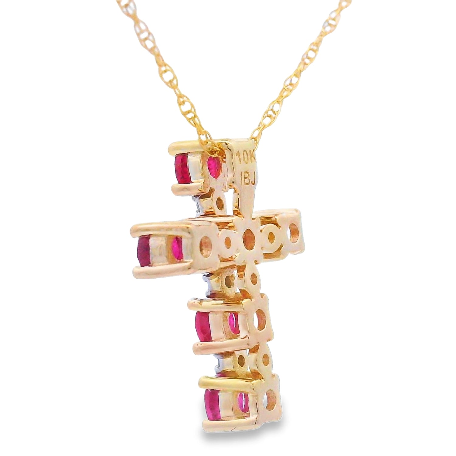 Ruby Diamond Cross Religious Pendant 10KT Yellow Gold by Bids.com