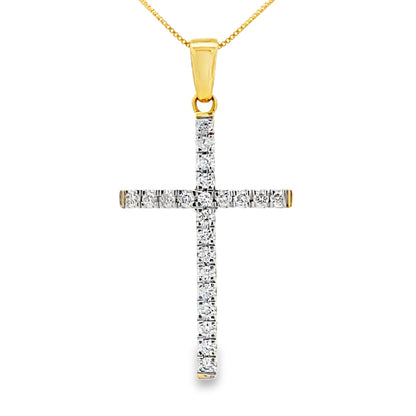 .21ct Diamond Cross Religious Pendant 14KT Yellow Gold by Bids.com