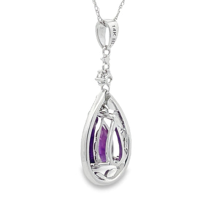 Amethyst Diamond Fashion Pendants 14KT White Gold by Bids.com