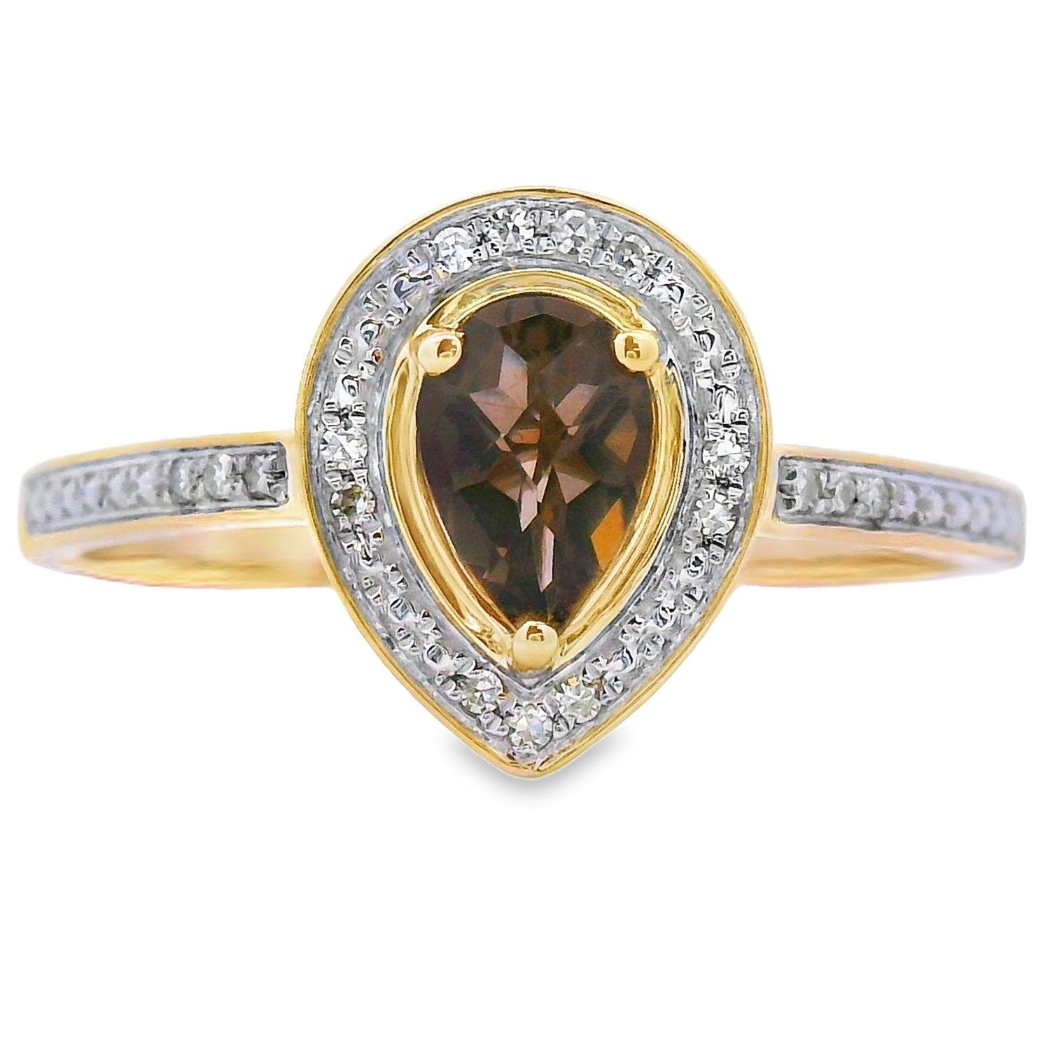 Natural .46ct Quartz Diamond Ring 10KT Yellow Gold by Bids.com