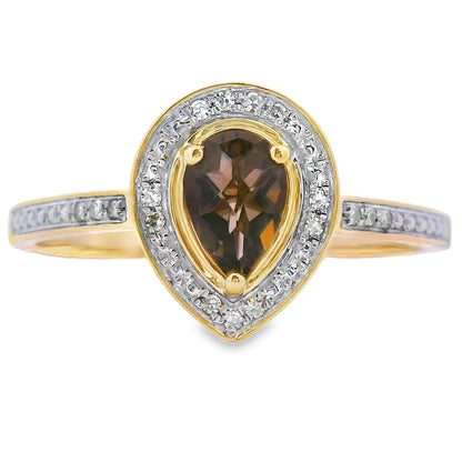 Natural .46ct Quartz Diamond Ring 10KT Yellow Gold by Bids.com