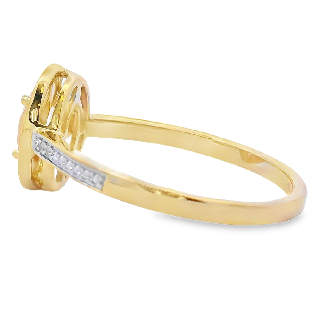 Genuine .53ct Rose Quartz Diamond Ring 10KT Yellow Gold by Bids.com