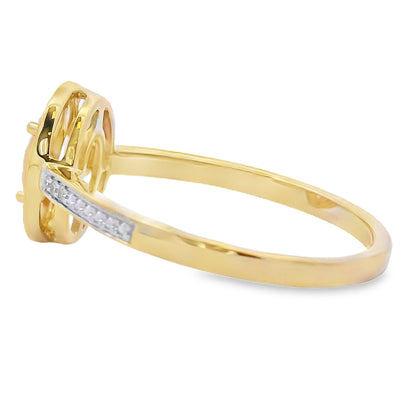 Genuine .53ct Rose Quartz Diamond Ring 10KT Yellow Gold by Bids.com