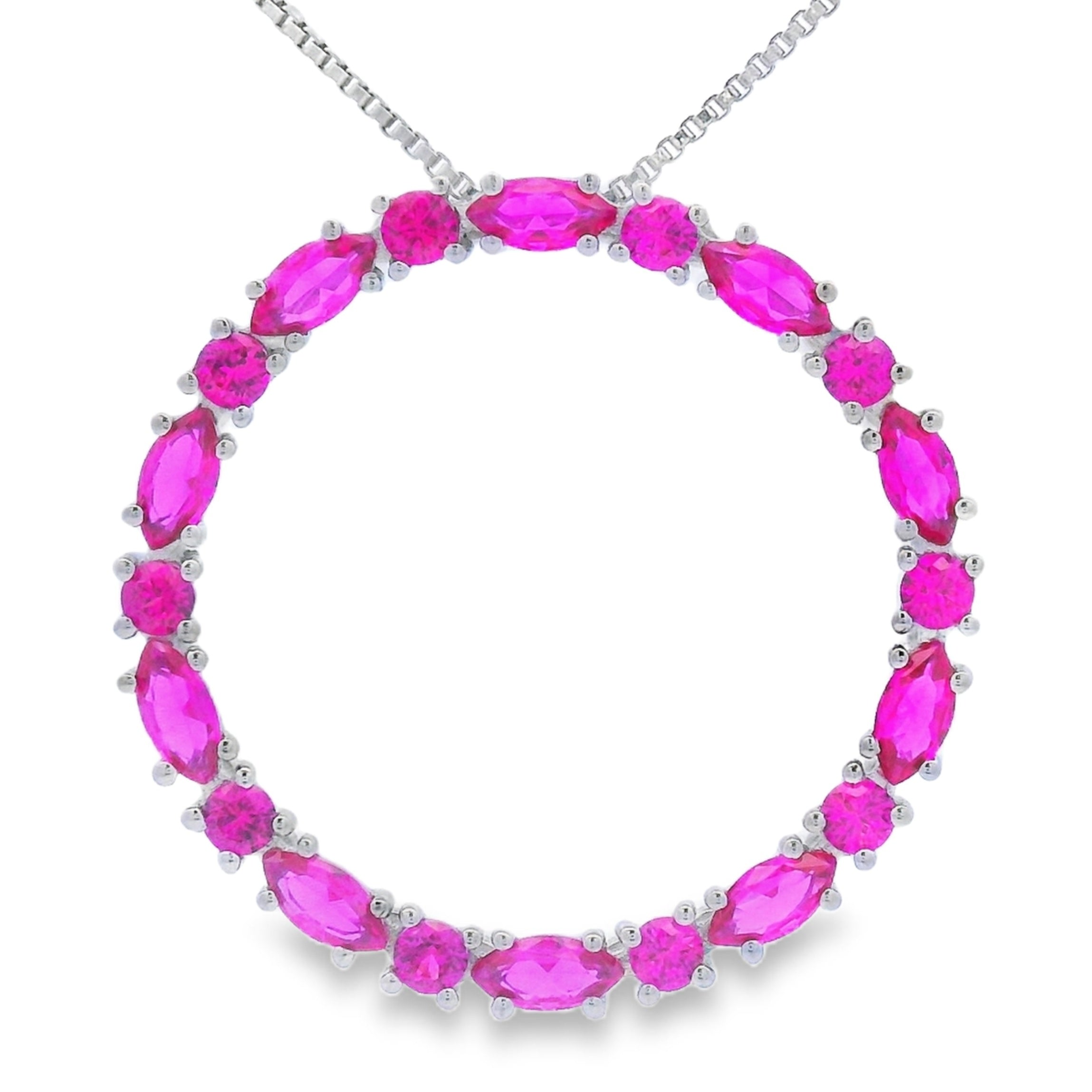 Created Ruby Circle of Love Pendant Sterling Silver by Bids.com