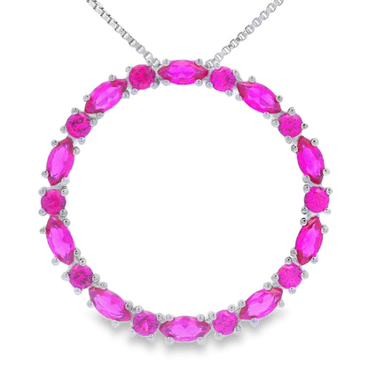 Created Ruby Circle of Love Pendant Sterling Silver by Bids.com