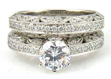 .54ct Antique Style Engagement Ring Set 18KT White Gold by Bids.com