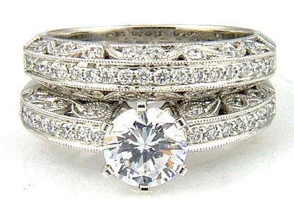 .54ct Antique Style Engagement Ring Set 18KT White Gold by Bids.com