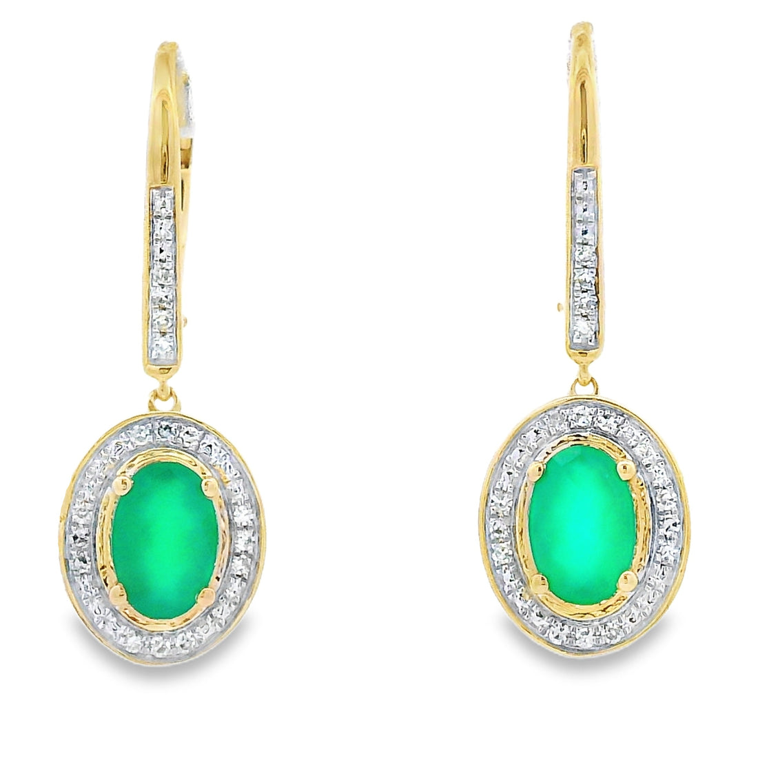 Chalcedony Diamond Dangle Earrings 10KT Yellow Gold by Bids.com