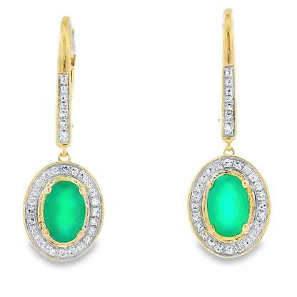Chalcedony Diamond Dangle Earrings 10KT Yellow Gold by Bids.com