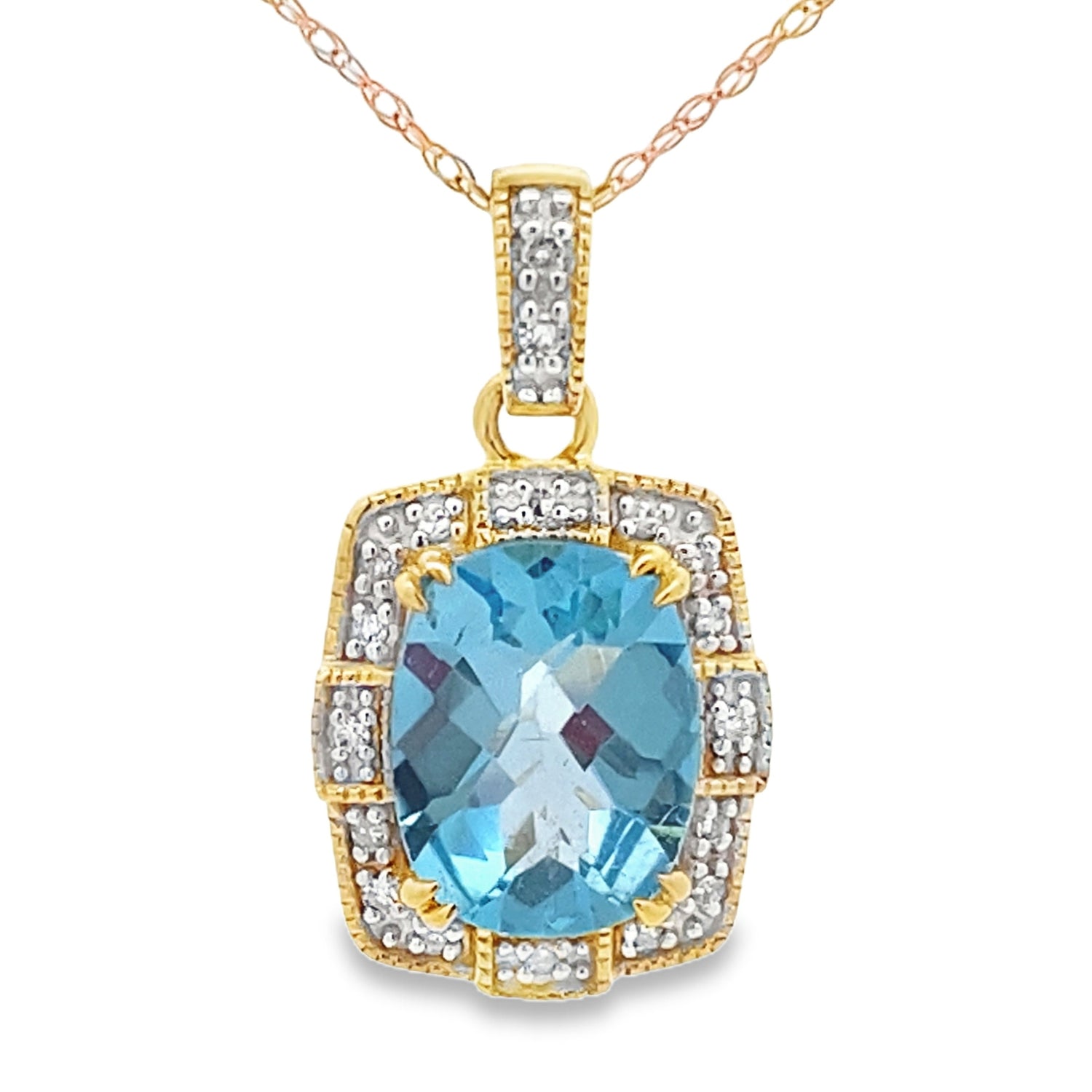 Blue Topaz Diamond Fashion Pendants 10KT Yellow Gold by Bids.com