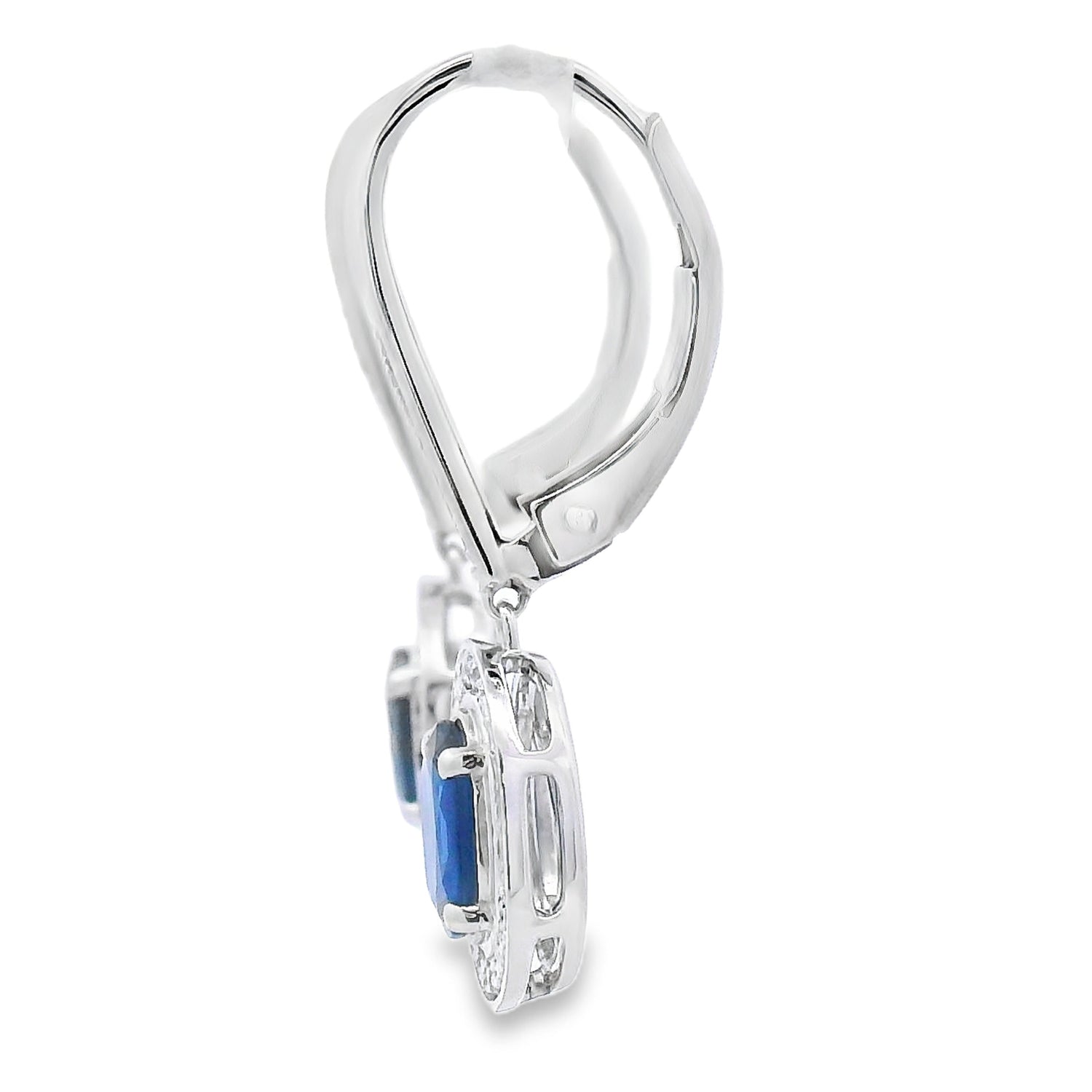 1.28ct Sapphire Diamond Dangle Earrings 10KT White Gold by Bids.com