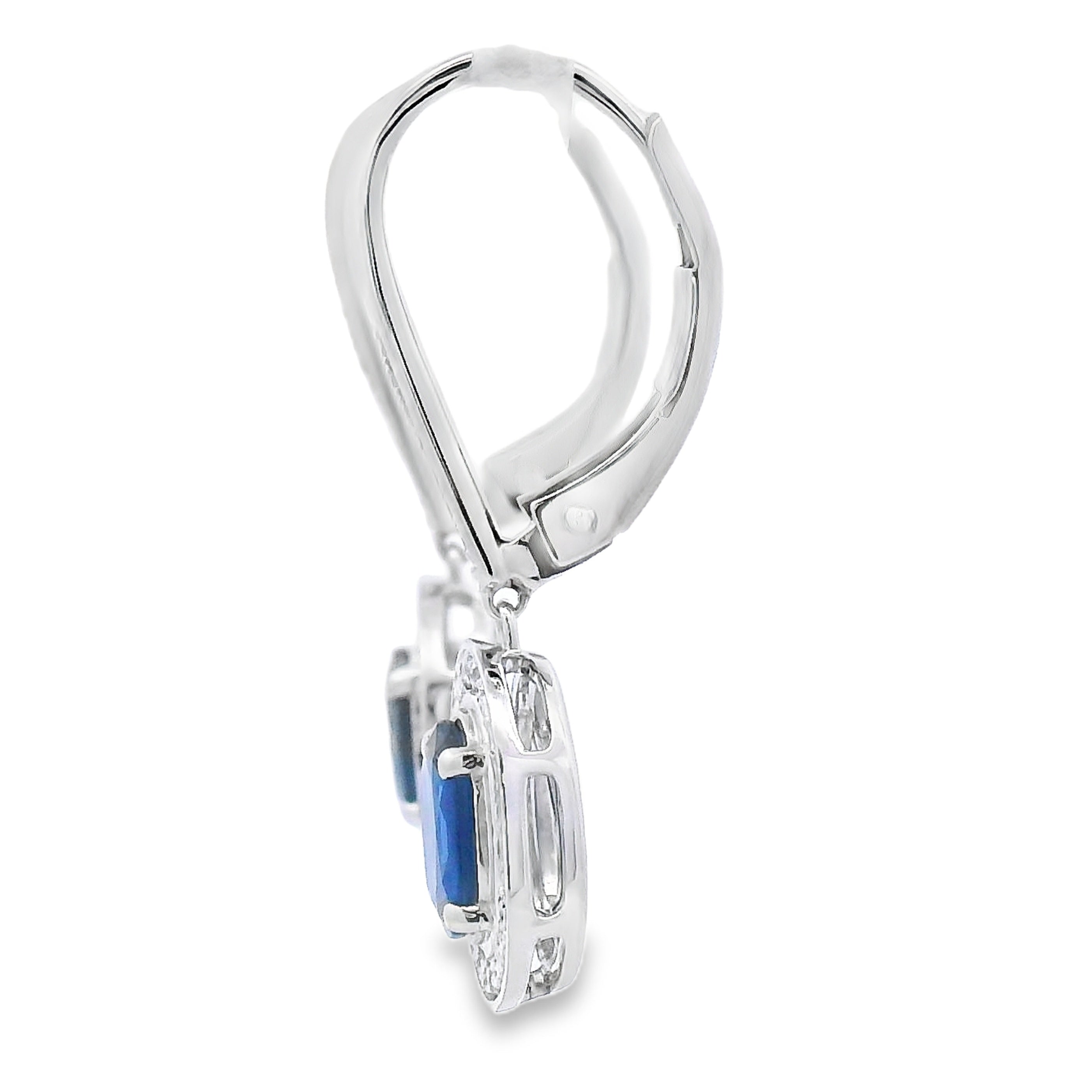 1.28ct Sapphire Diamond Dangle Earrings 10KT White Gold by Bids.com