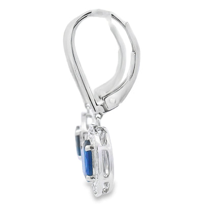 1.28ct Sapphire Diamond Dangle Earrings 10KT White Gold by Bids.com