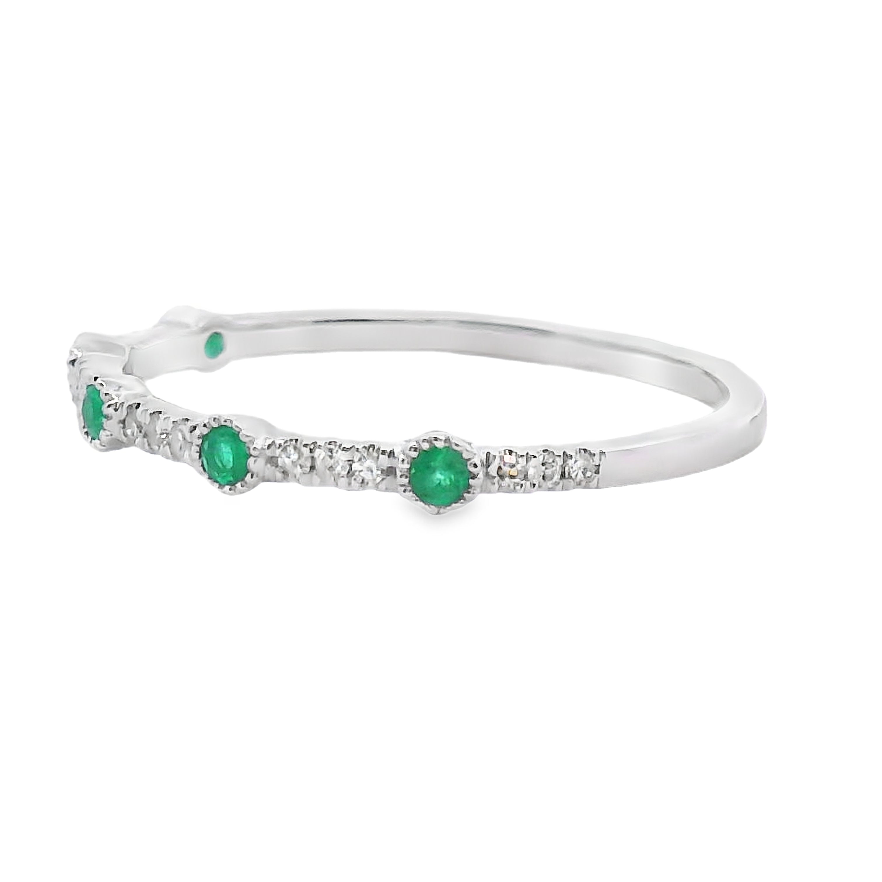 Emerald Diamond stackable band set 14KT White Gold by Bids.com