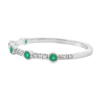 Emerald Diamond stackable band set 14KT White Gold by Bids.com