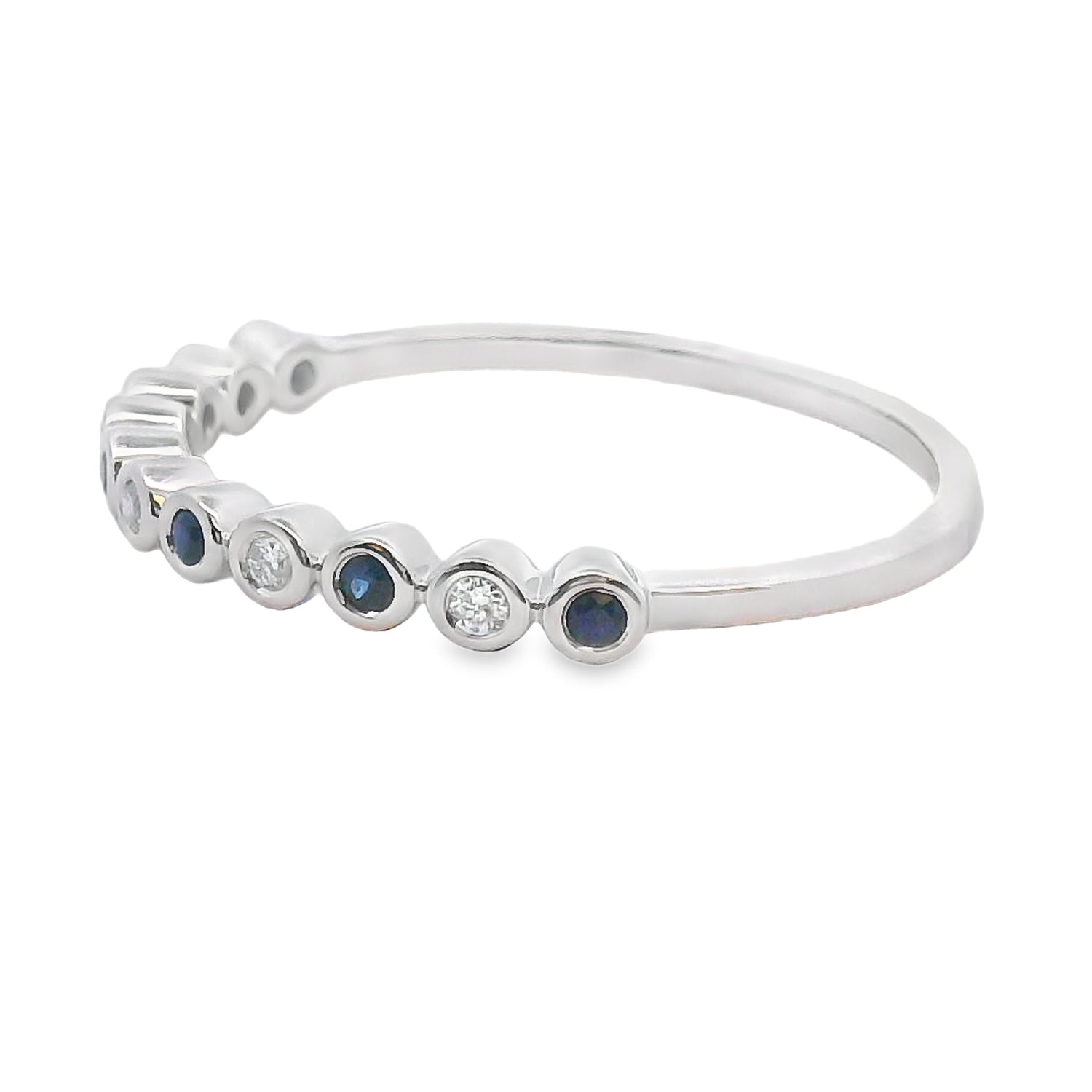 Sapphire Diamond stackable band set 14KT White Gold by Bids.com
