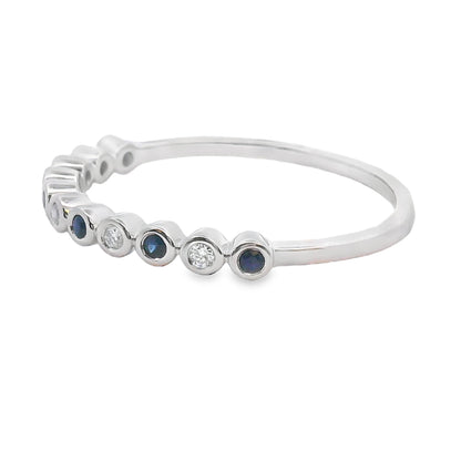 Sapphire Diamond stackable band set 14KT White Gold by Bids.com