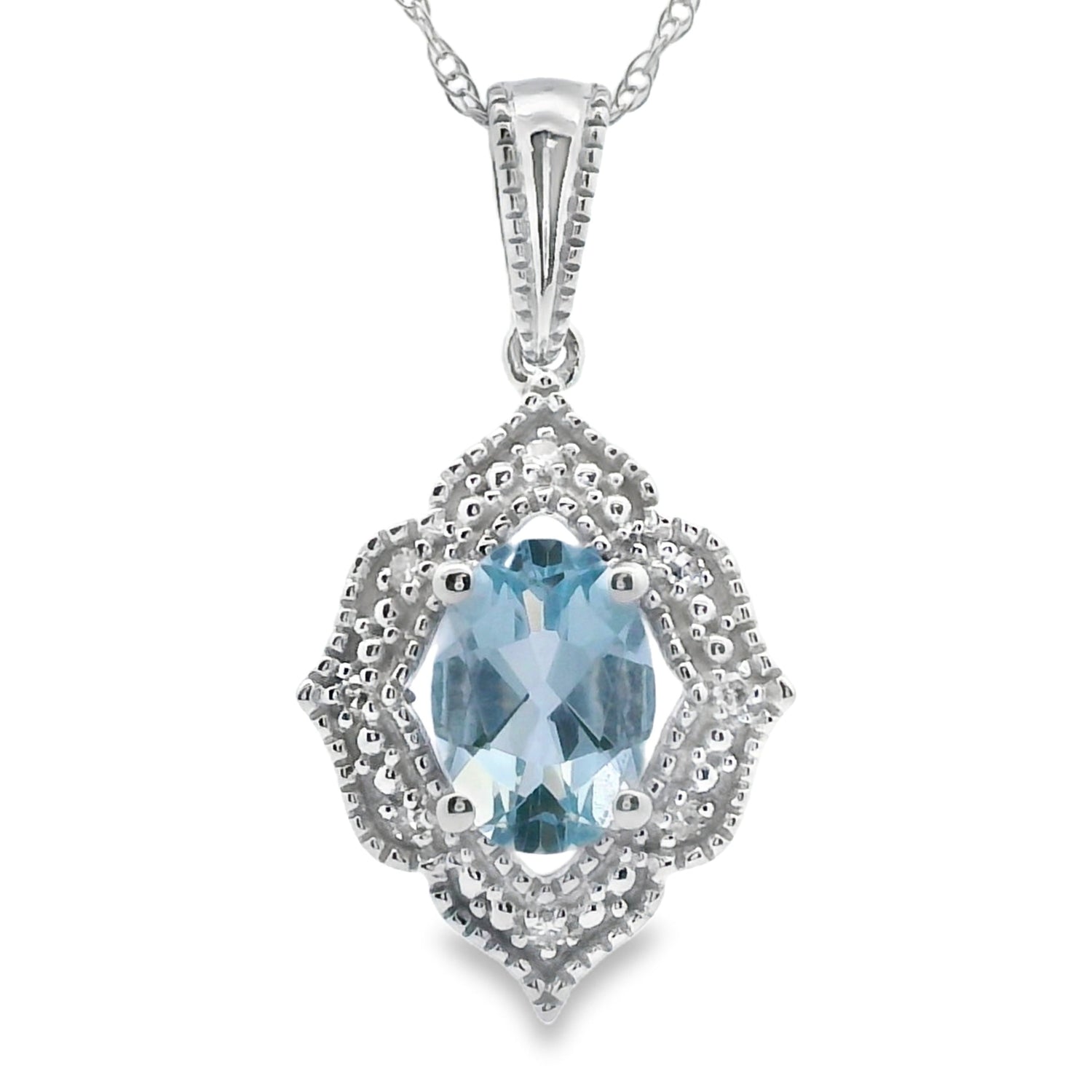 Aquamarine Diamond Fashion Pendants 10KT White Gold