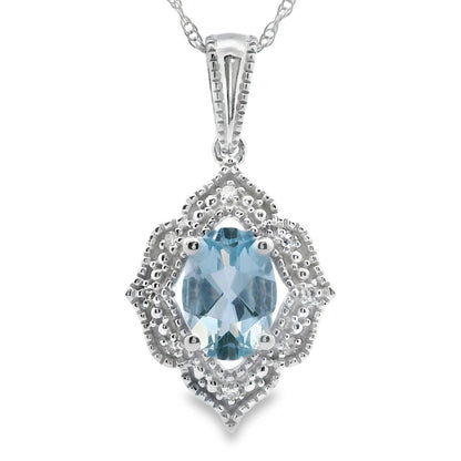 Aquamarine Diamond Fashion Pendants 10KT White Gold