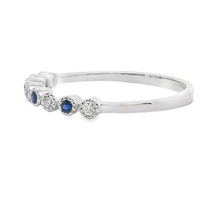 Sapphire Diamond stackable band set 14KT White Gold by Bids.com