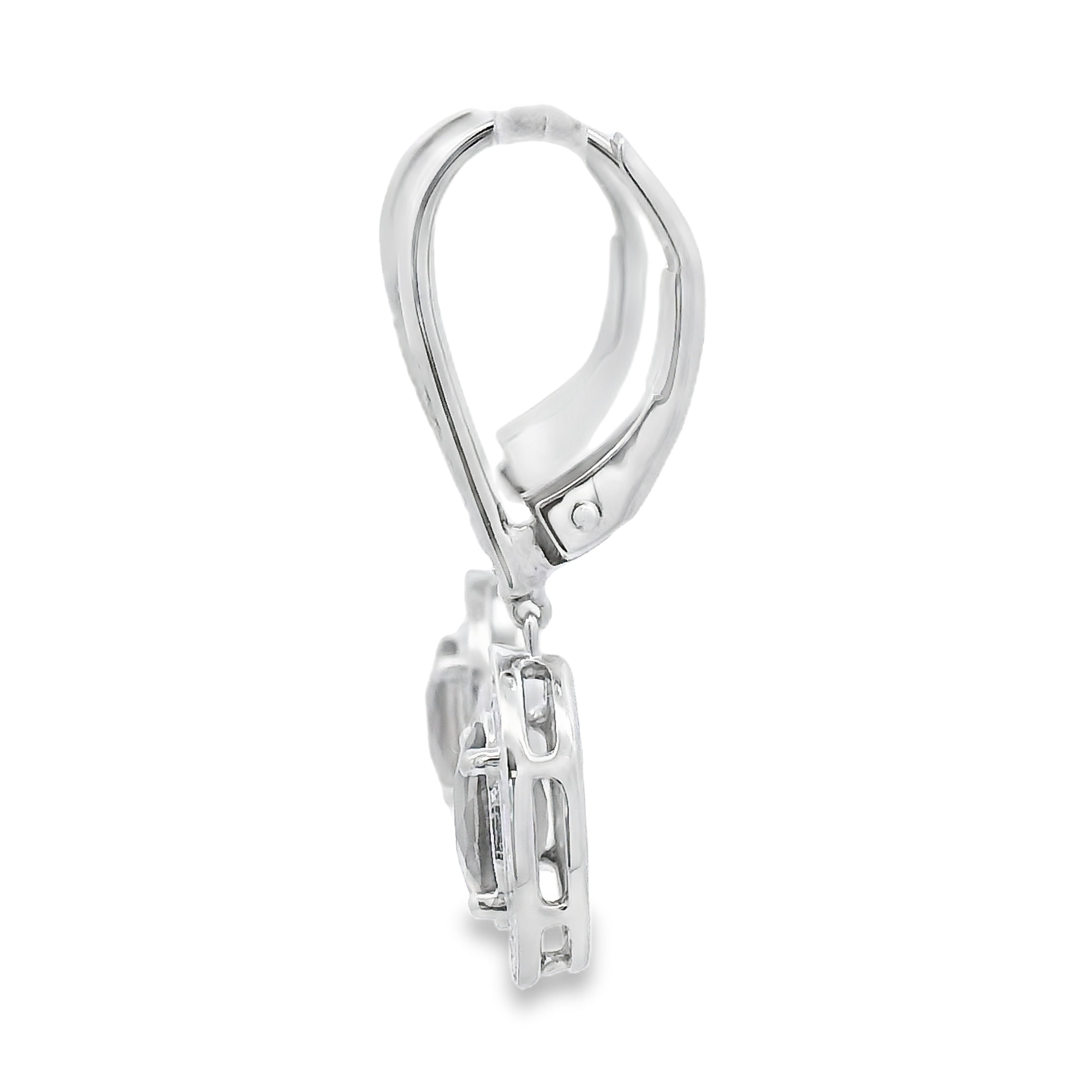.81ct Quartz Diamond Dangle Earrings 10KT White Gold by Bids.com