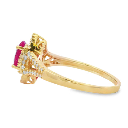 Genuine 1.26ct Ruby Diamond Ring 14KT Yellow Gold by Bids.com