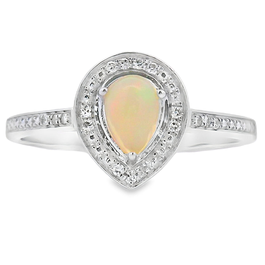Genuine .30ct Opal Diamond Ring 10KT White Gold by Bids.com