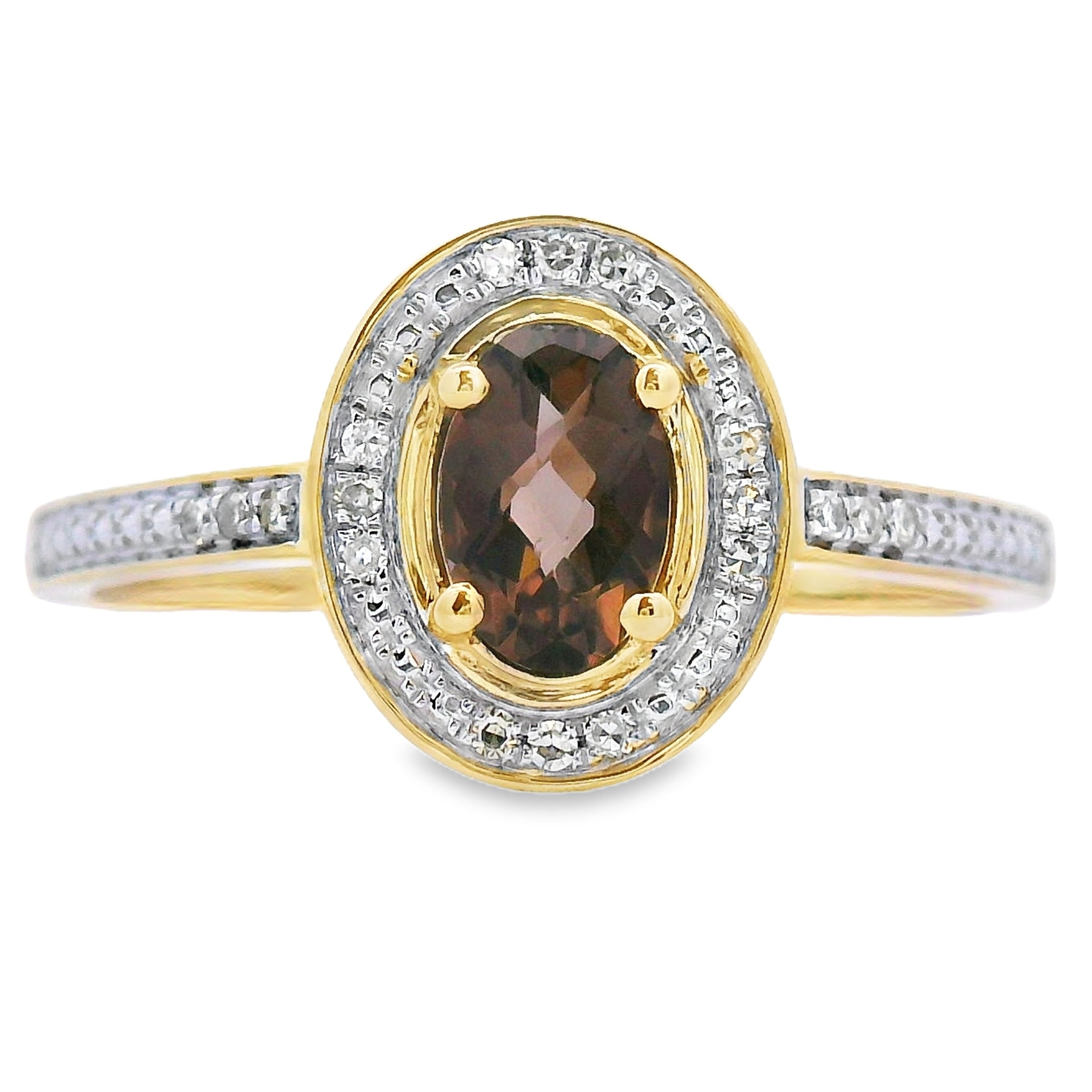 Natural .42ct Quartz Diamond Ring 10KT Yellow Gold by Bids.com