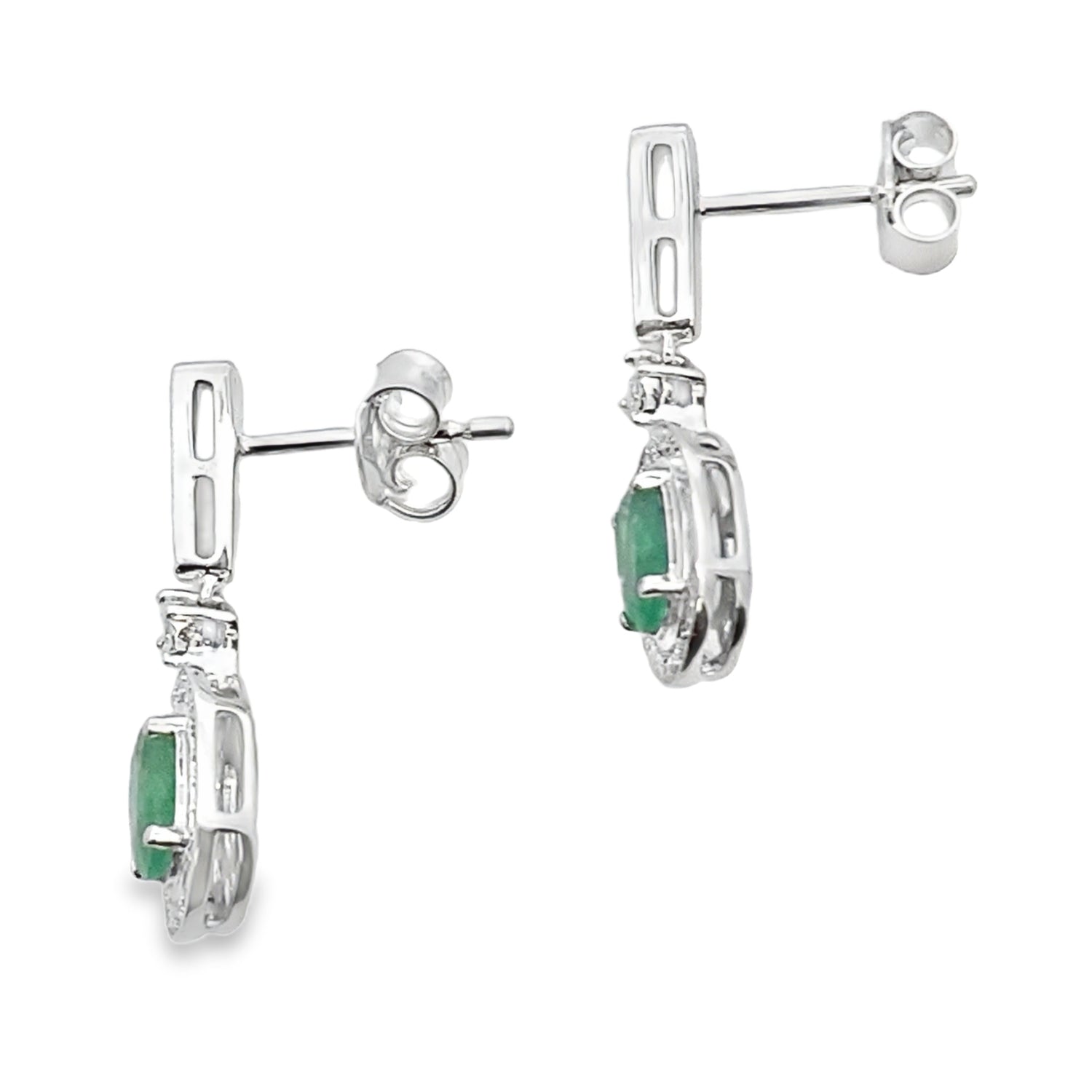 .95ct Emerald Diamond Dangle Earrings 10KT White Gold by Bids.com