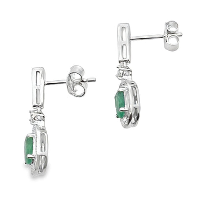 .95ct Emerald Diamond Dangle Earrings 10KT White Gold by Bids.com