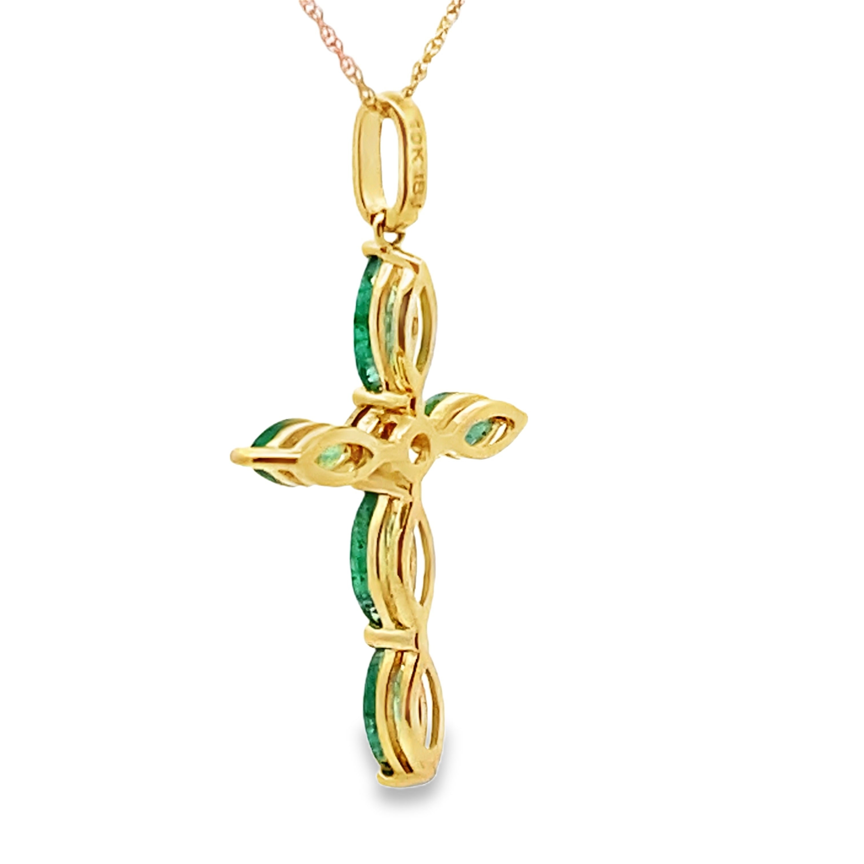 1.11ct Emerald Cross Religious Pendant 10KT Yellow Gold by Bids.com