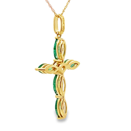 1.11ct Emerald Cross Religious Pendant 10KT Yellow Gold by Bids.com