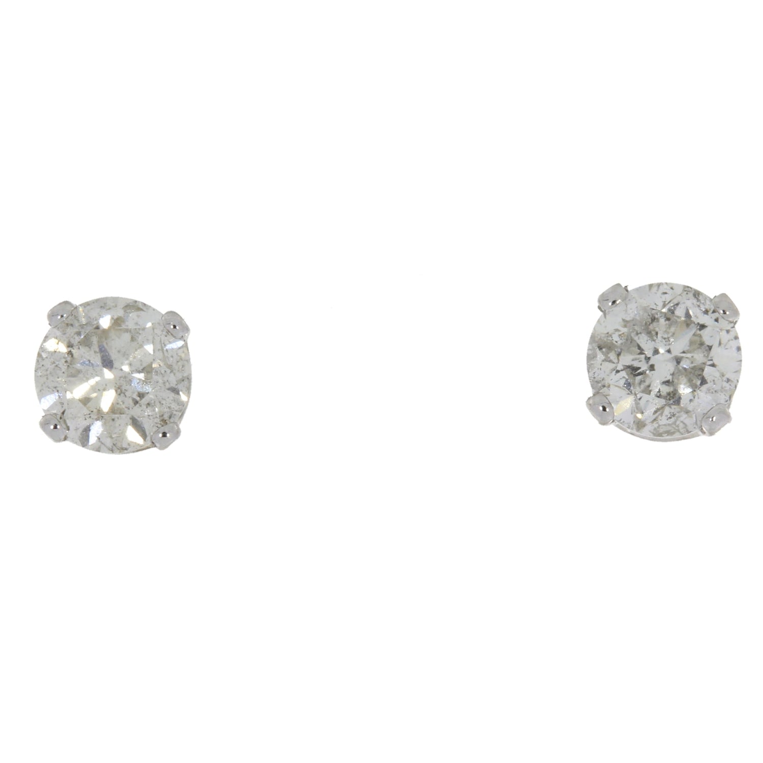Natural .75ct Diamond Stud Earrings 14KT White Gold by Bids.com