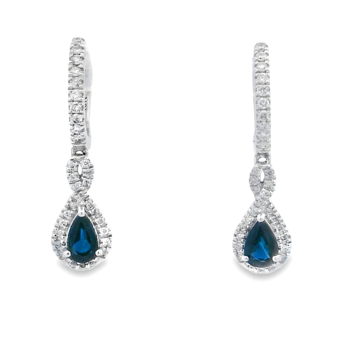 .80ct Sapphire Diamond Dangle Earrings 10KT White Gold by Bids.com