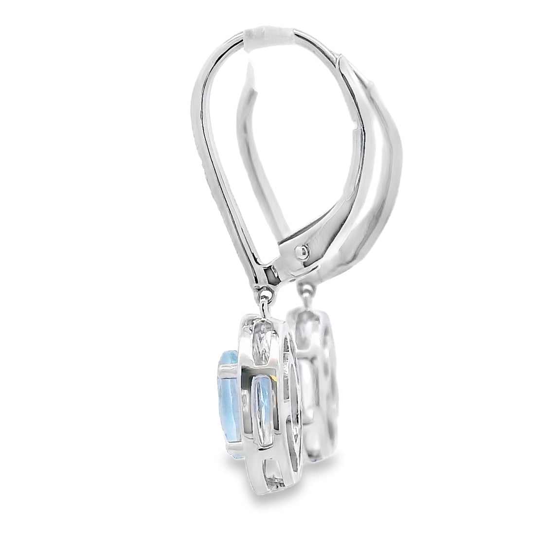 Aquamarine Diamond Dangle Earrings 10KT White Gold by Bids.com