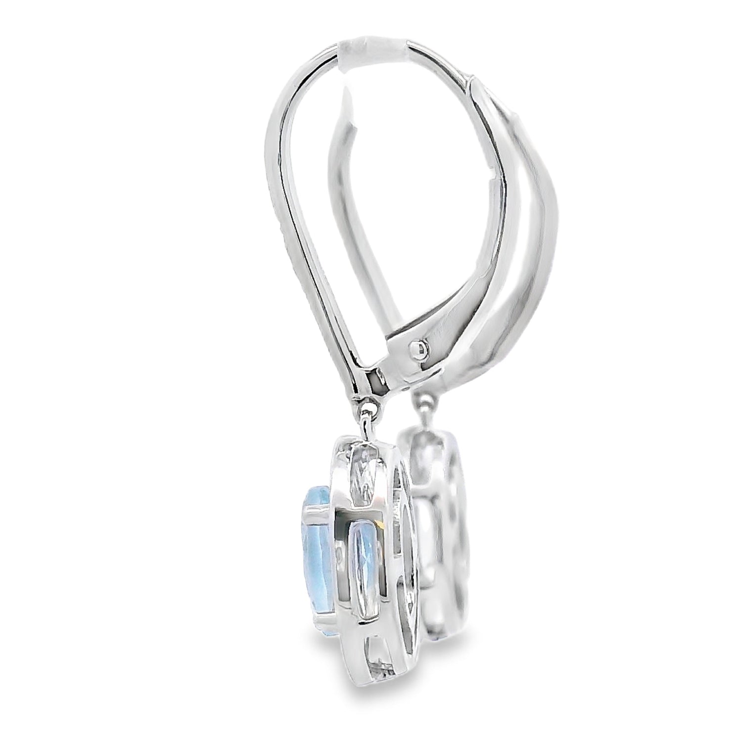 Aquamarine Diamond Dangle Earrings 10KT White Gold by Bids.com