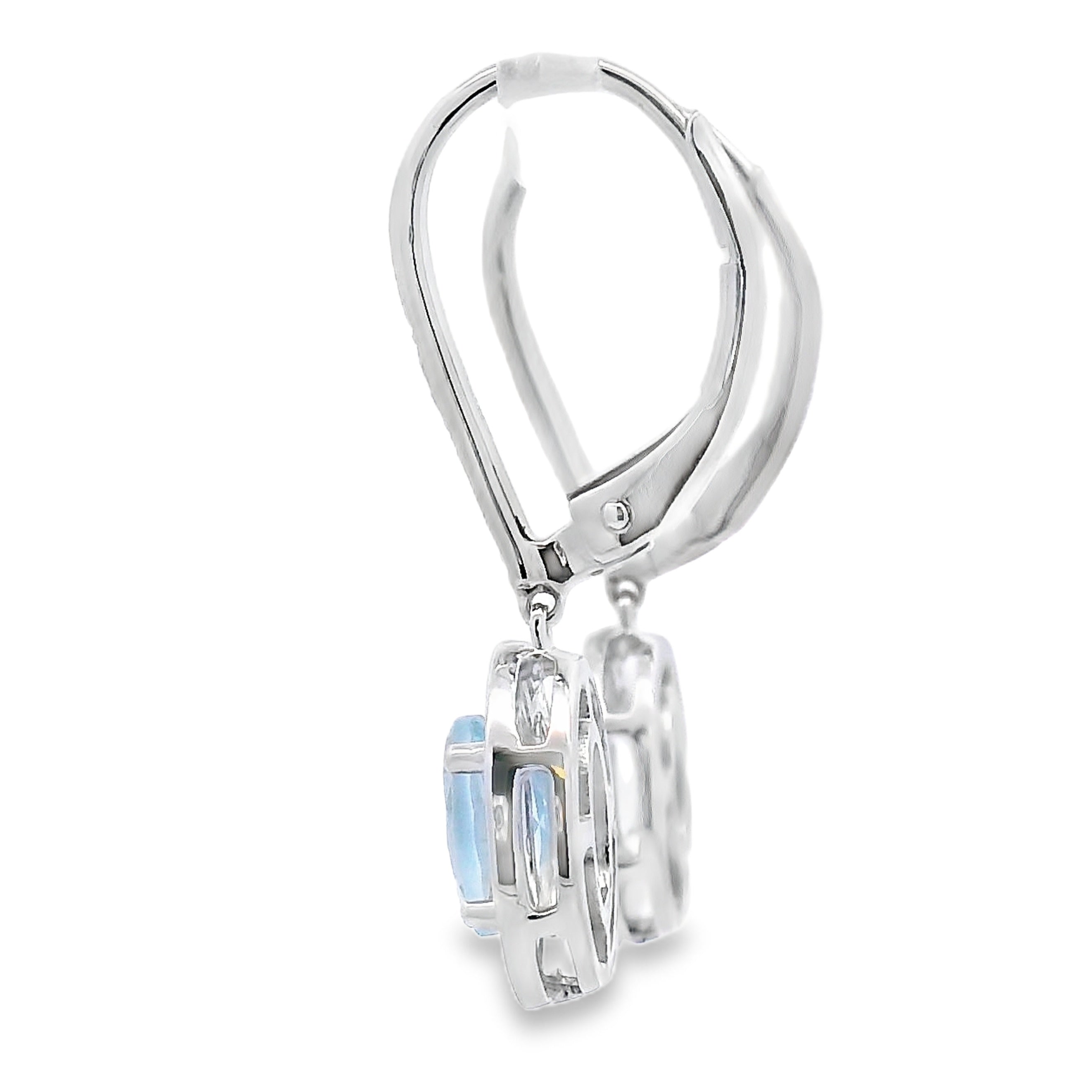 Aquamarine Diamond Dangle Earrings 10KT White Gold by Bids.com